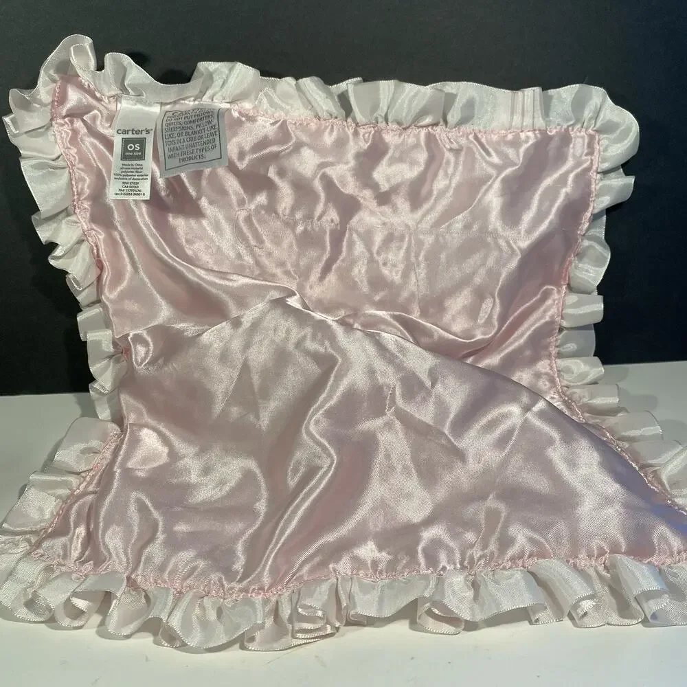 Carter's Leopard Pink Elephant Security Blanket Ruffled Satin Baby 14